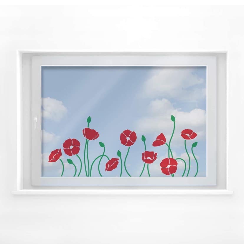 Cuadro de ventana del campo de amapolas