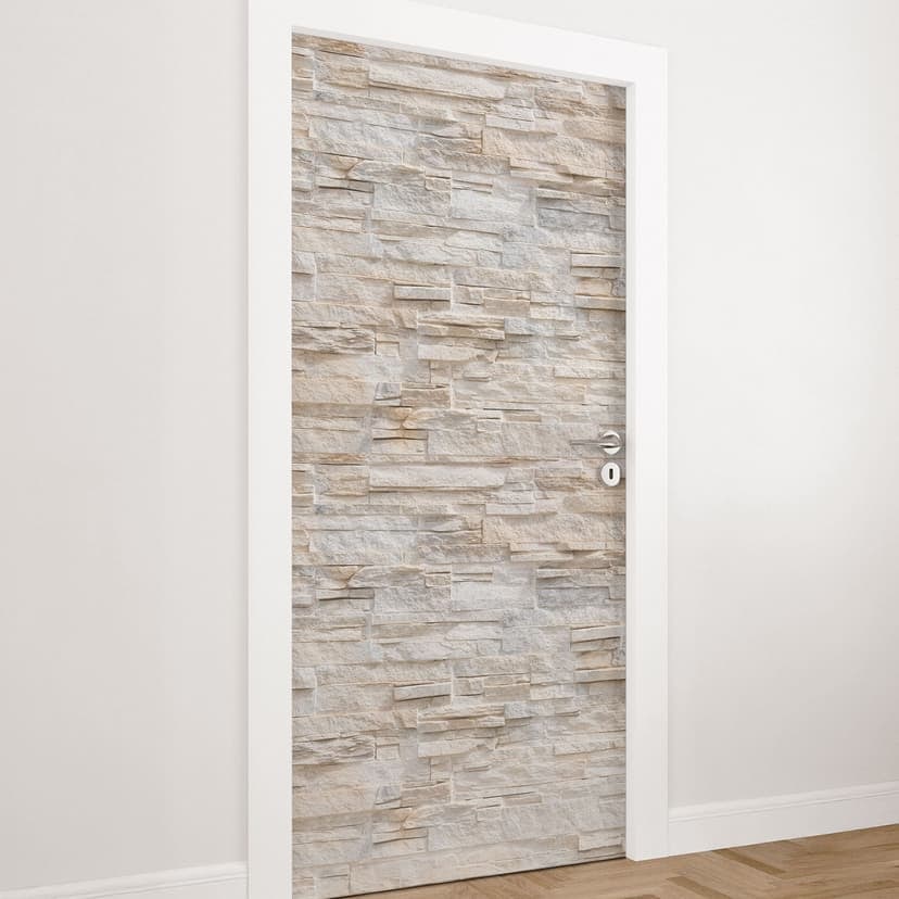 Vinilo para puertas efecto piedra - Pared de piedra natural - Decoración autoadhesiva para puertas