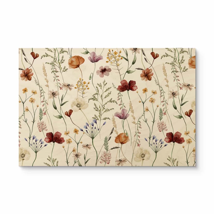 Cuadro de madera con flores silvestres de colores - UN Designs