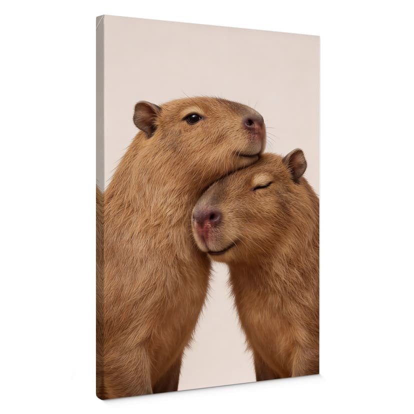 Lienzo Pareja de carpinchos abrazados