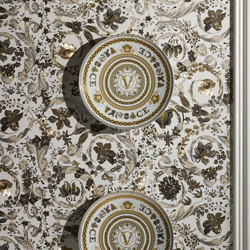Versace Home papel pintado de lujo floral perla beige marrón de diseño clásico no tejido