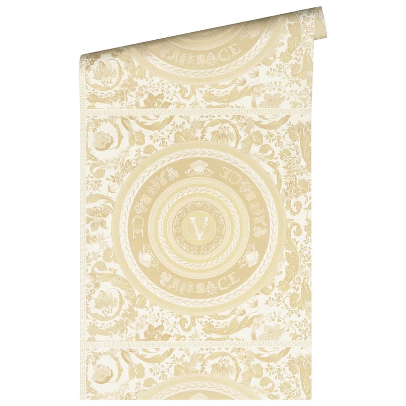 Papel pintado no tejido Versace Home Papel pintado con motivo floral beige crema Papel pintado floral de diseño