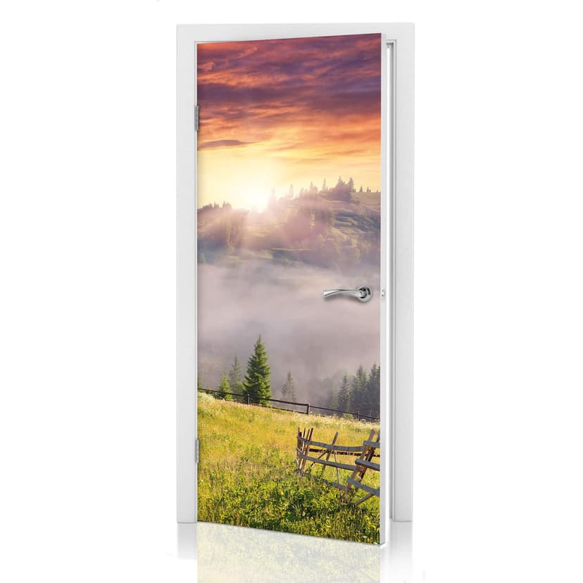 Puerta de diseño valle de montaña en la niebla 91x200 cm