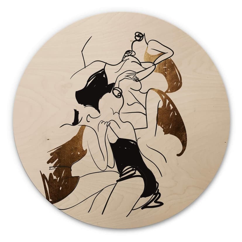 Cuadro de madera Kubistika - Bailarinas - Redondo