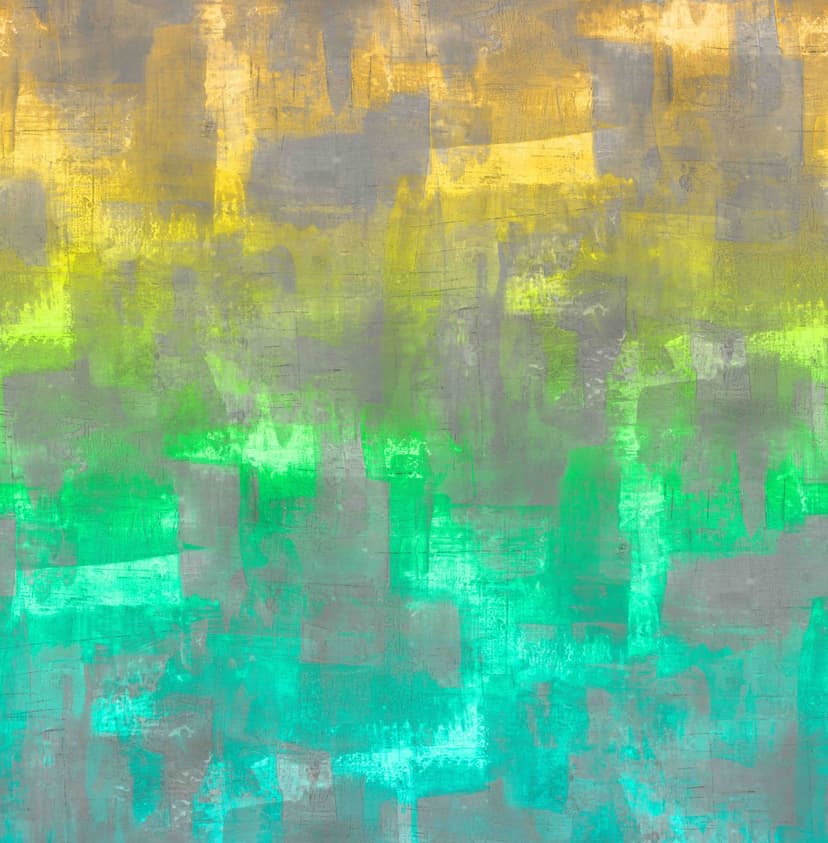 Fotomurale con motivo campos de color abstractos en amarillo verde y gris 2,7 x 2,65 m