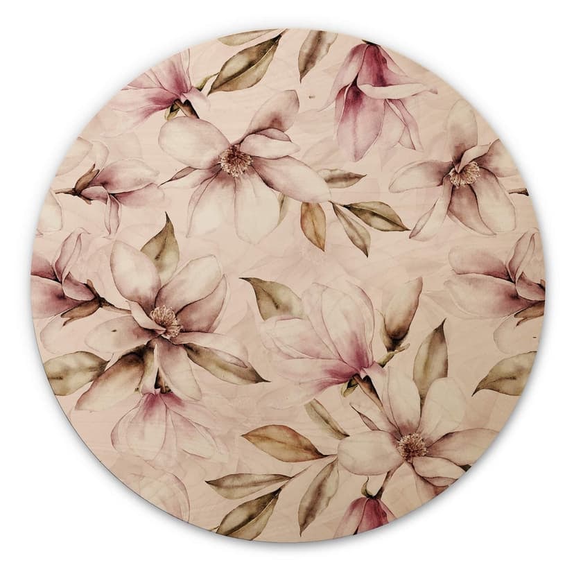 Cuadro de madera Diseños ONU - Magnolia suave - Redondo