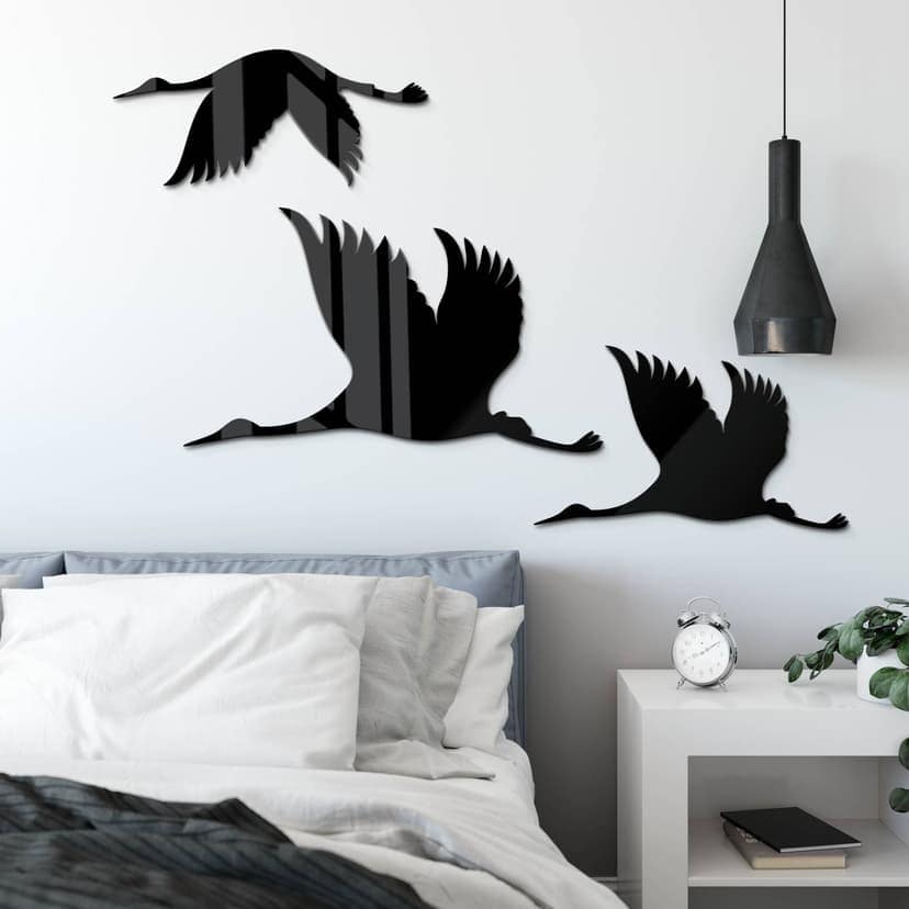 Decoración acrílica grullas - Bandada de pájaros 01