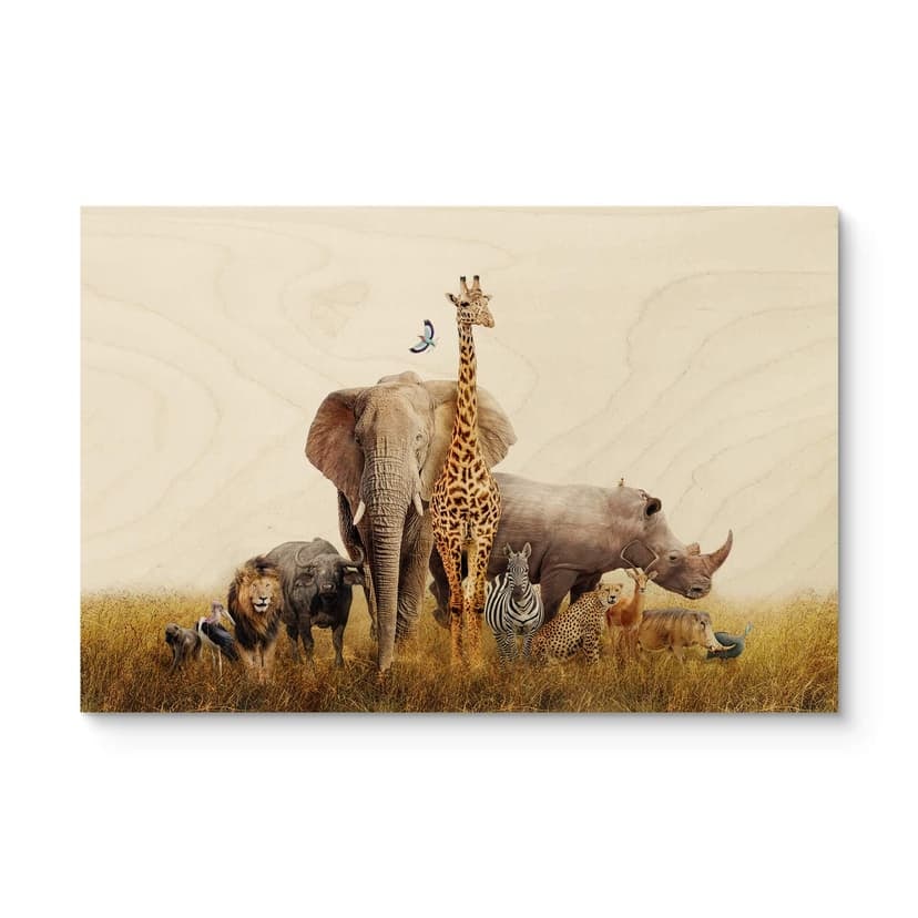 Cuadro de madera de animales africanos