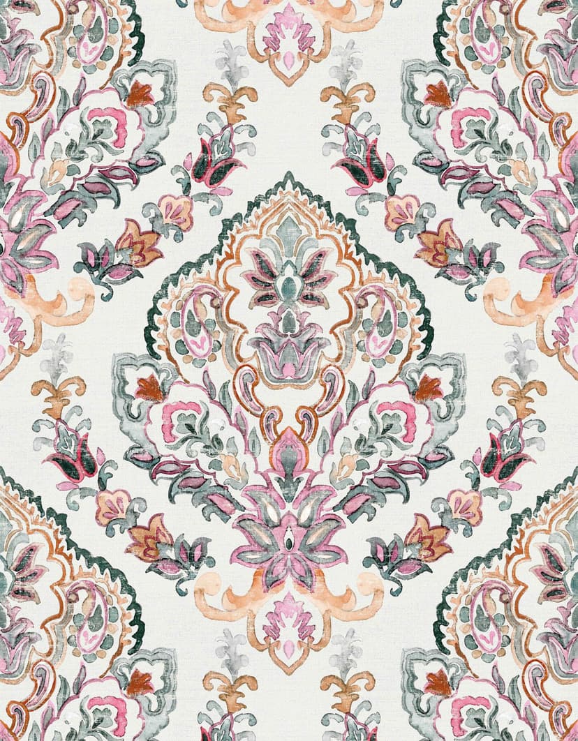 Fotomurale con motivo boho en pastel con medallón floral 3,4 x 2,65 m