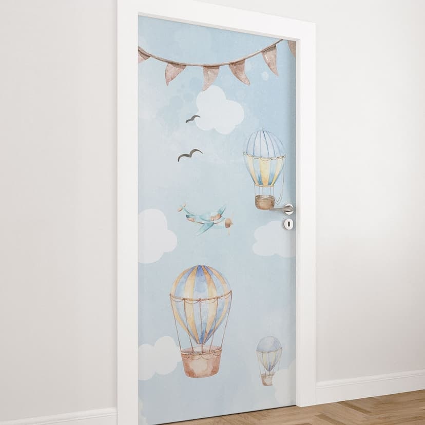 Vinilo puerta habitación infantil - Día de los globos aerostáticos - Kvilis - Decoración autoadhesiv