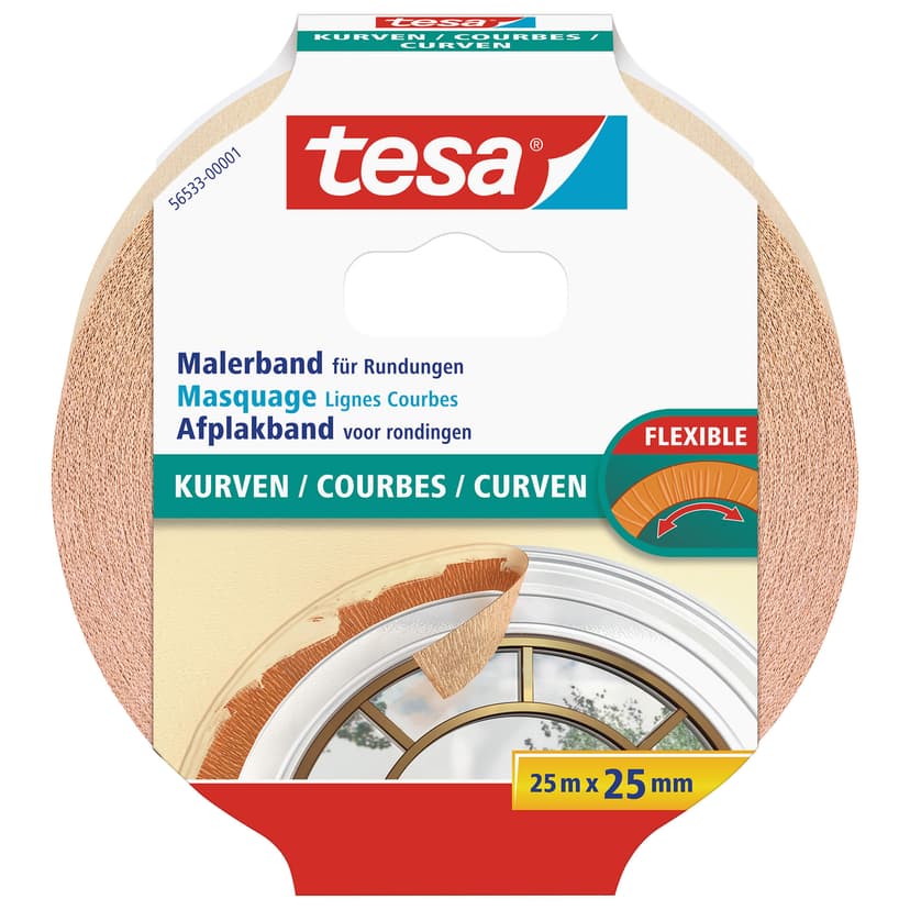 tesa® Cinta de pintor curvas 25m x 25mm