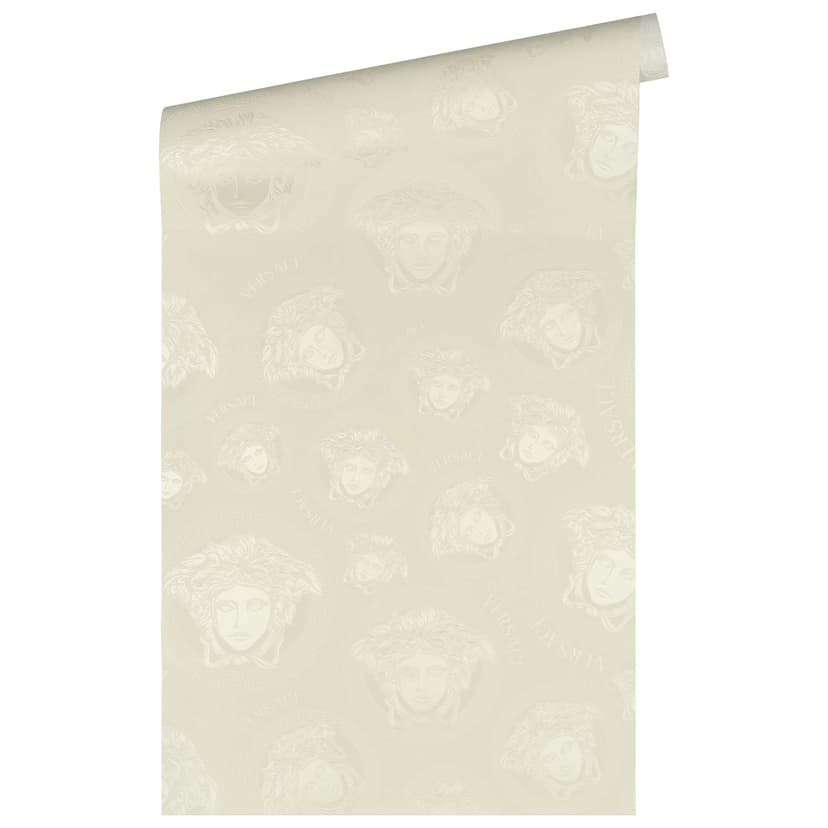 Versace Home papel pintado de lujo texturado blanco con cabeza de medusa de color dorado papel pintado no tejido