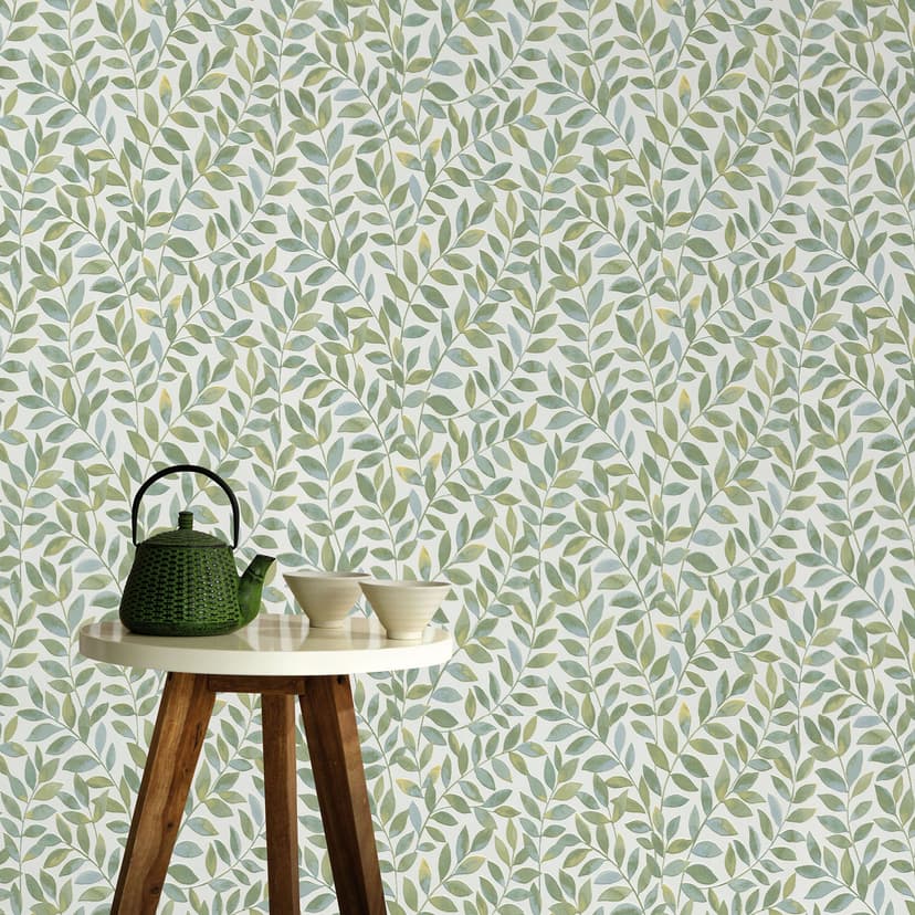Papel pintado motivo hoja Opus verde