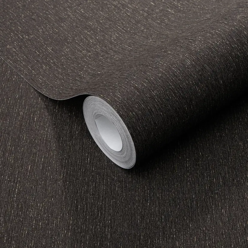 Papel pintado no tejido con textura longitudinal fina en negro