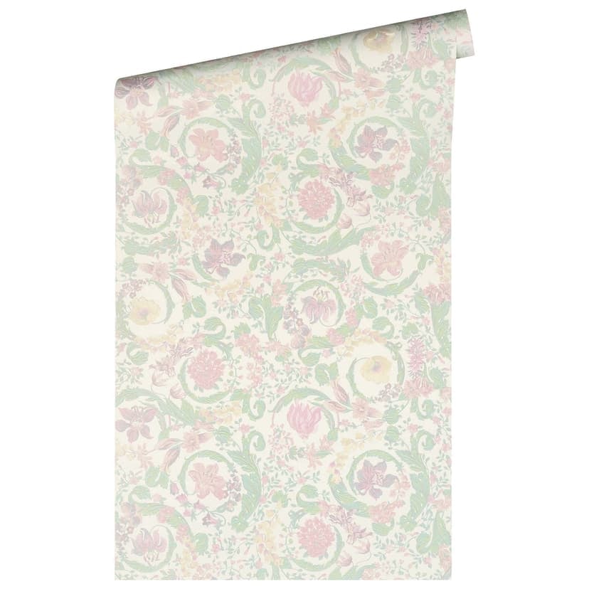 Papel pintado no tejido Versace Home rosa menta papel pintado de lujo con flores papel pintado de diseño floral