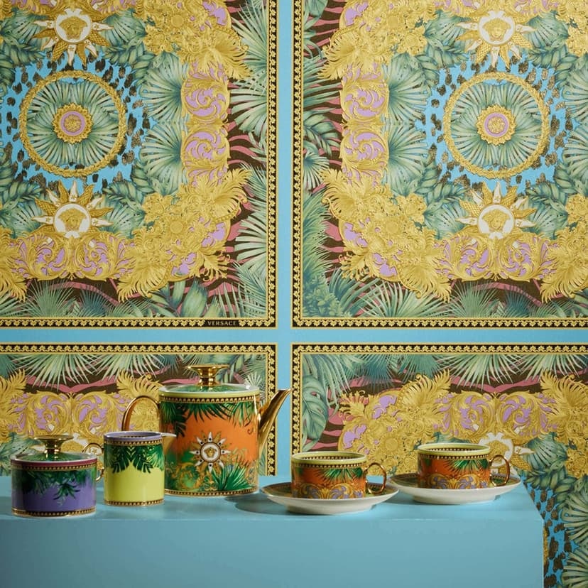 Versace Home papel pintado selva verde oro papel pintado no tejido de diseño de lujo hojas de palmera
