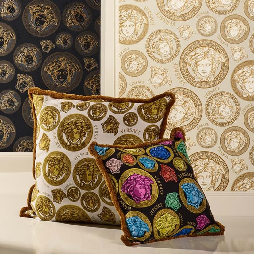 Papel pintado Versace Home oro blanco papel pintado no tejido de lujo Cabeza de Medusa papel pintado de diseño