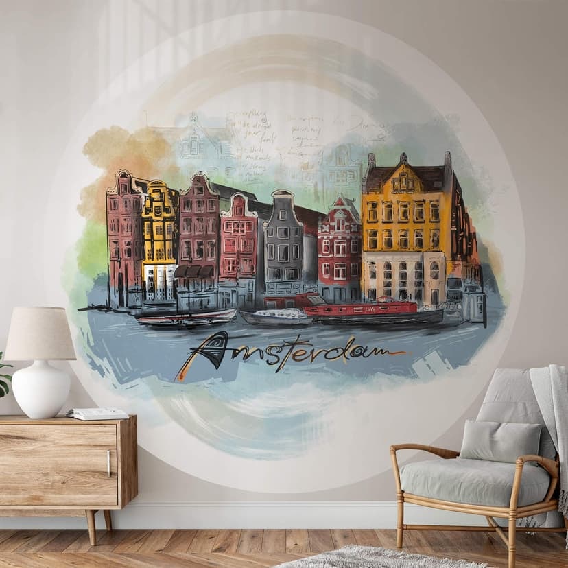 Fotomural Amsterdam - Redondo - Love your City - Papel pintado autoadhesivo/no tejido
