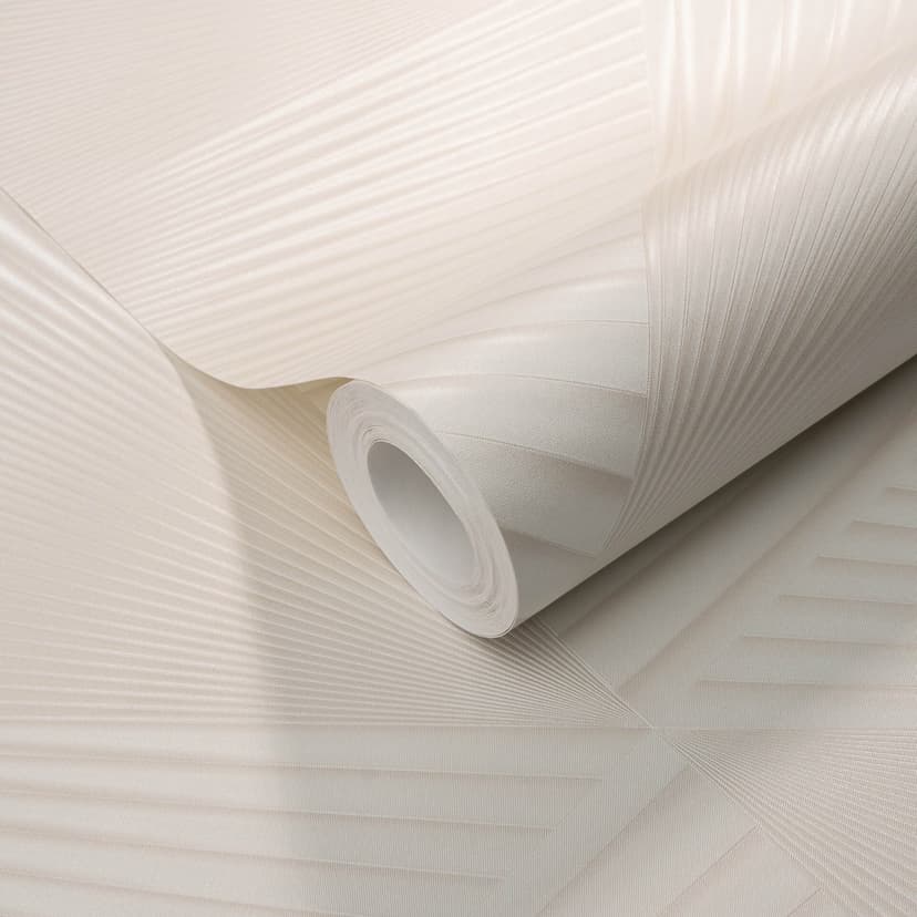 Papel pintado no tejido con Muestras gráficas y efecto metálico en color crema