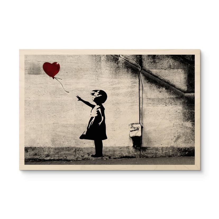 Cuadro de madera Banksy - Chica con globo