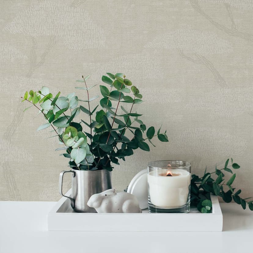 Papel pintado salón bosque beige - papel pintado vintage arboles - papel pintado tejido-no tejido naturaleza