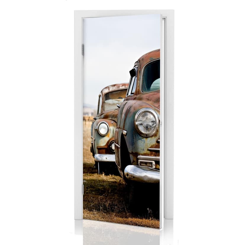 Diseño de puerta Viejos coches oxidados 91x200 cm
