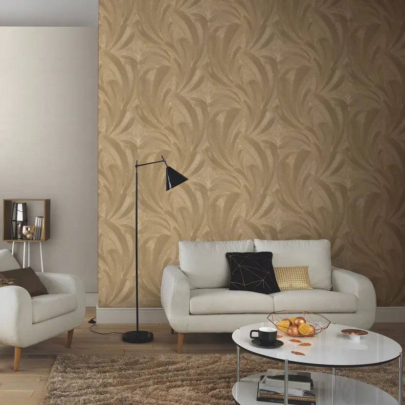 Papel pintado motivo hoja Elysium oro