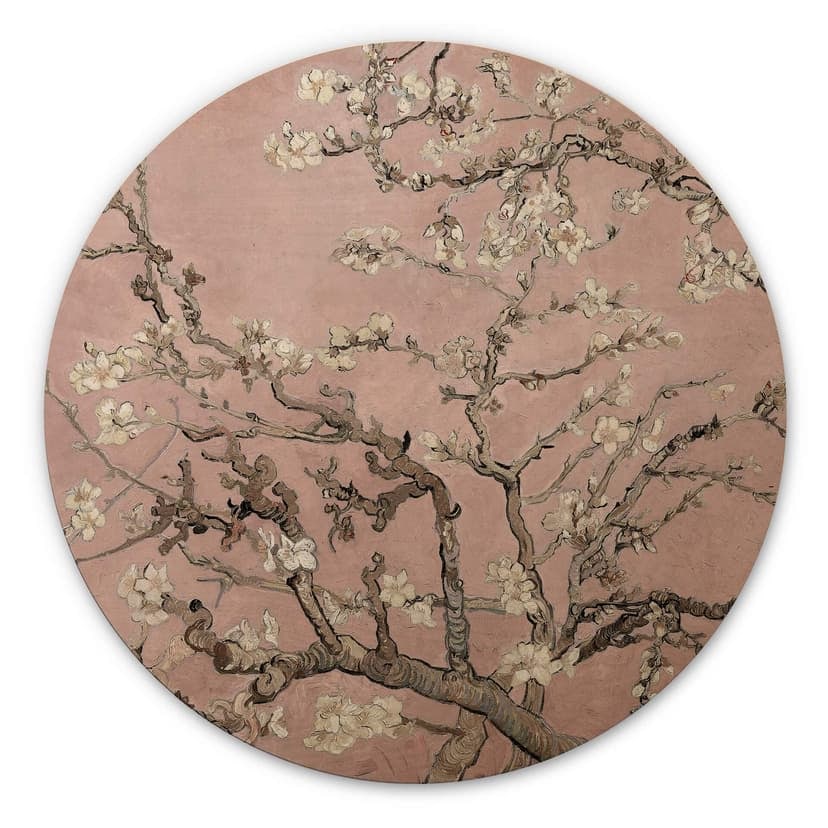 Cuadro de madera van Gogh - Almendro en Flor Rosado - Redondo