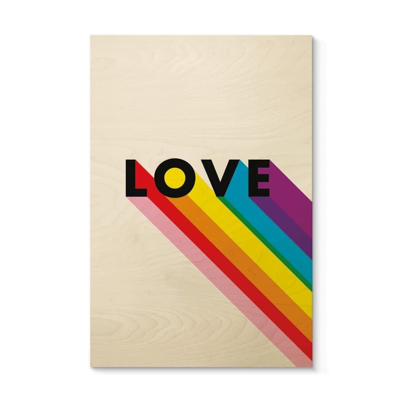 Cuadro de madera LGBTQIA+ Love Rainbow
