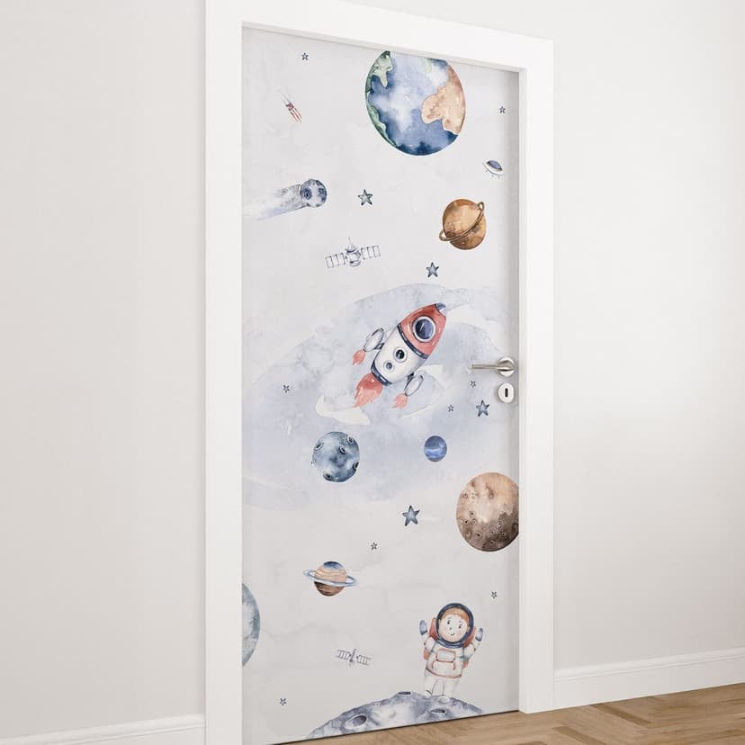 Vinilo para puertas de habitaciones infantiles - Space - Kvilis - Decoración autoadhesiva para puert