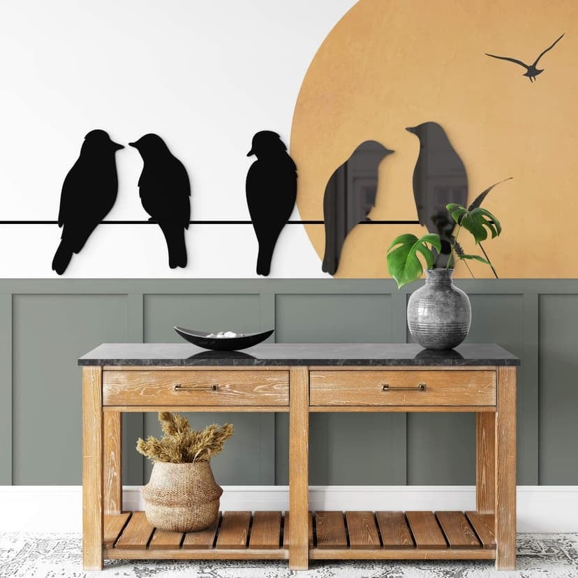 Decoración acrílica familia de pájaros (5 piezas)