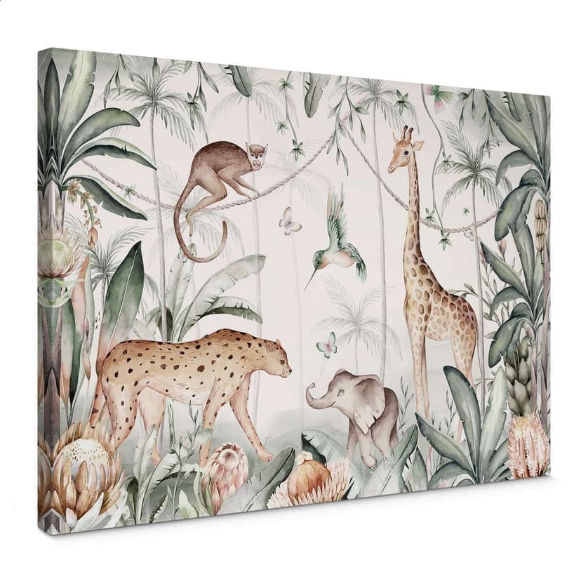 Cuadro lienzo habitación infantil - Animales en la jungla - Kvilis