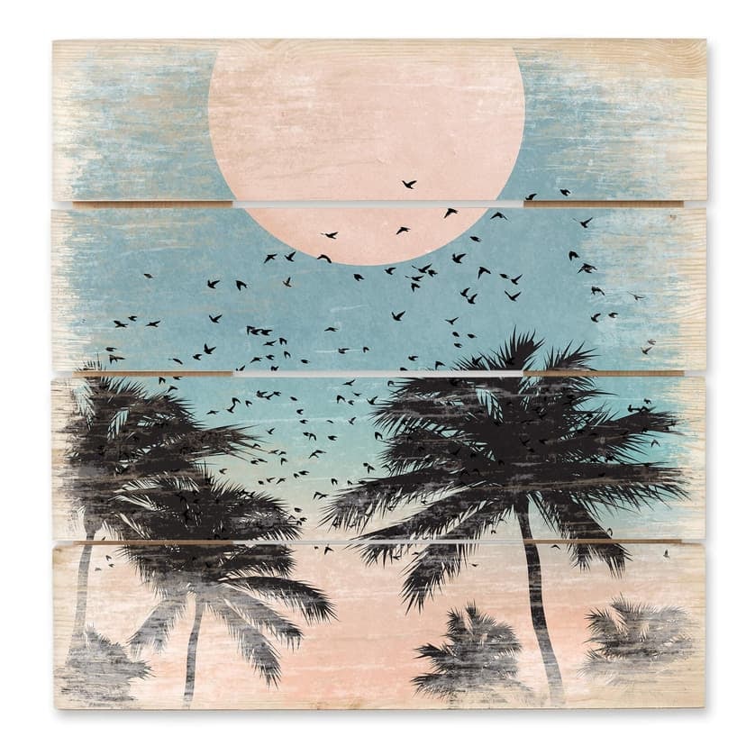 Cuadro de madera Cubistika - Puesta de sol - 40x41,5 cm