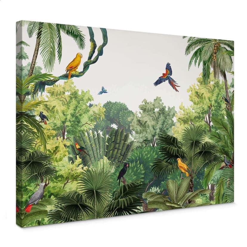 Lienzo Kikki Belle - Pájaros tropicales