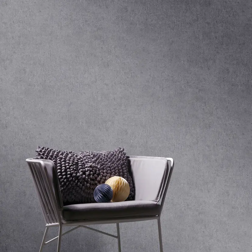 Papel pintado no tejido aspecto hormigón liso en gris