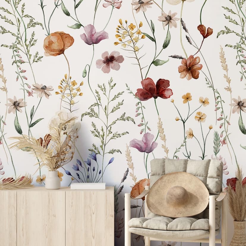 Papel pintado Flores silvestres de colores - Papel pintado Flores - UN Designs