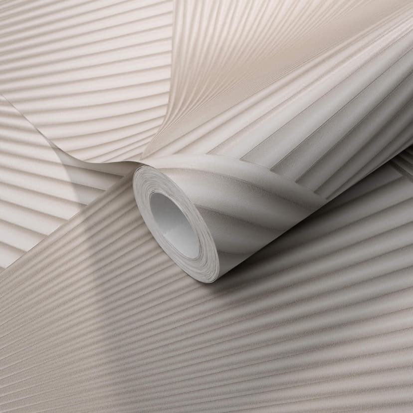 Papel pintado no tejido con Muestras gráficas y efecto metálico en color topo