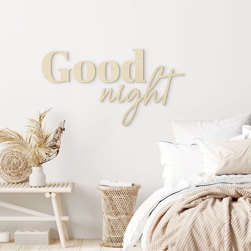 Decoración mural dormitorio - Letras Buenas Noches - Álamo
