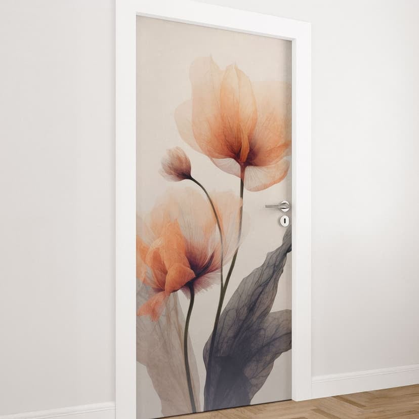 Lámina para puerta Flores delicadas - Treechild - Decoración autoadhesiva para puerta