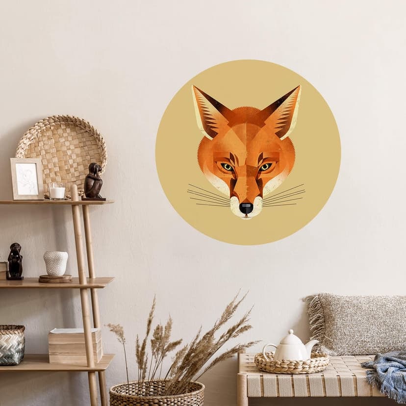 Vinilo decorativo zorro - motivo animal redondo - marrón
