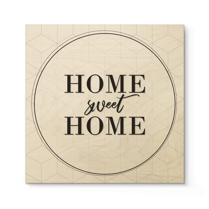 Cuadro de madera Home sweet Home - Cuadrado