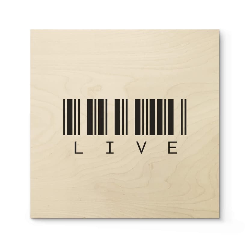 Cuadro de madera Barcode Live - Cuadrado