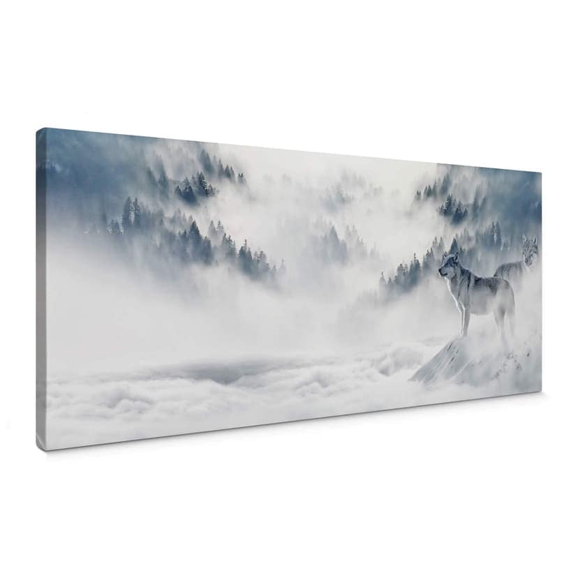 Lienzo - Lobos en la nieve - Panorama