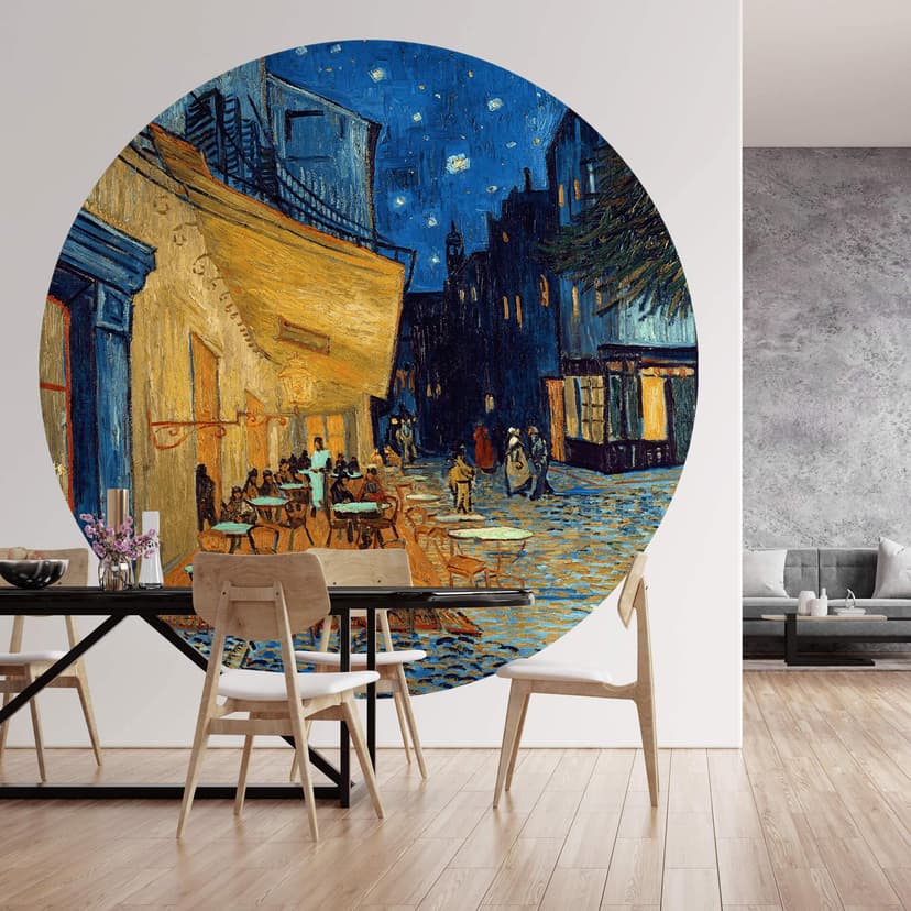 Fotomural van Gogh - Terraza de un café al atardecer - Redondo - Papel pintado autoadhesivo/no tejid