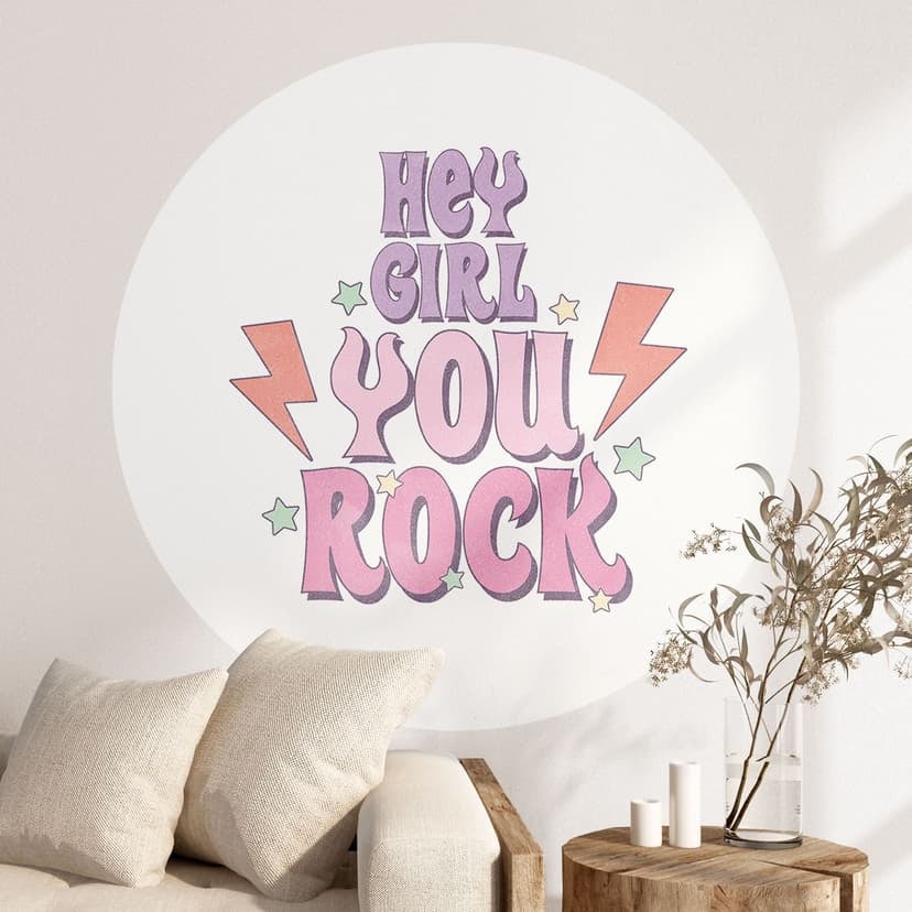 Vinilo decorativo Hey girl you rock - Redondo