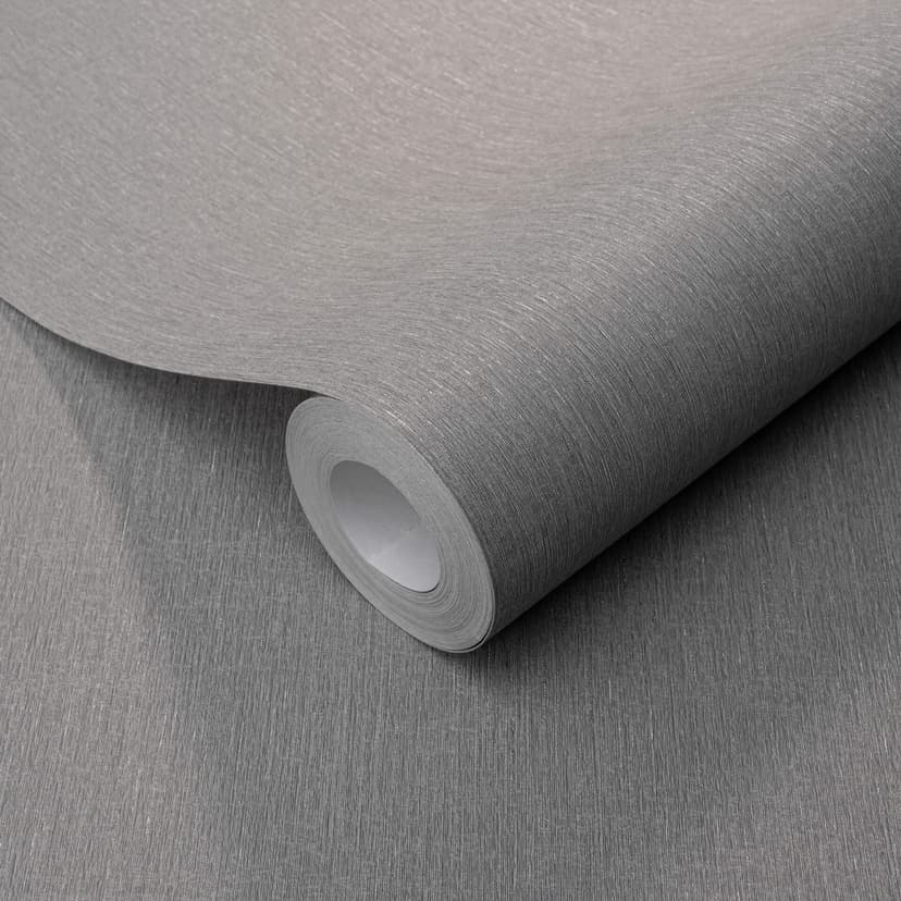 Papel pintado no tejido con textura longitudinal fina en gris