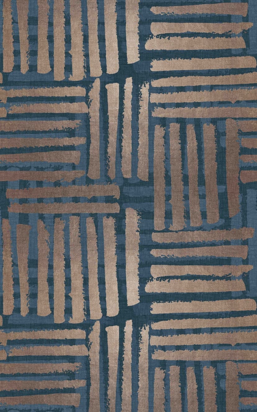 Fotomurale Rayas abstractas en azul y beige con aspecto de pincel 3,4 x 2,12 m