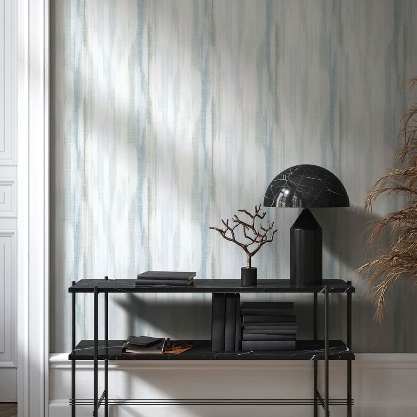 Papel pintado no tejido rayas moderno mate en blanco azul