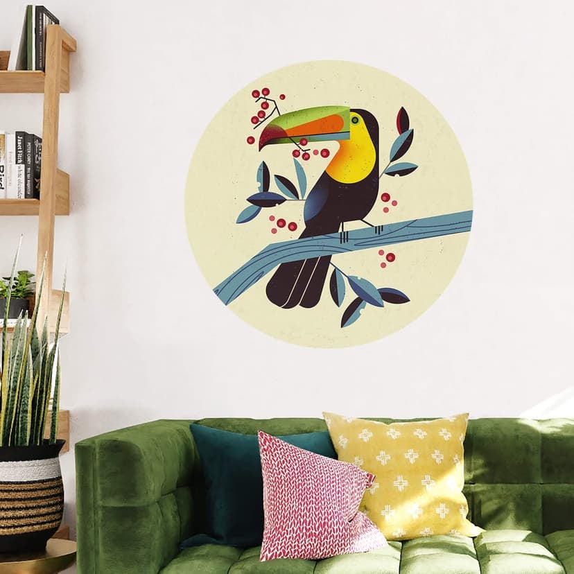 Vinilo decorativo pájaro tropical - Tucán redondo - Marrón