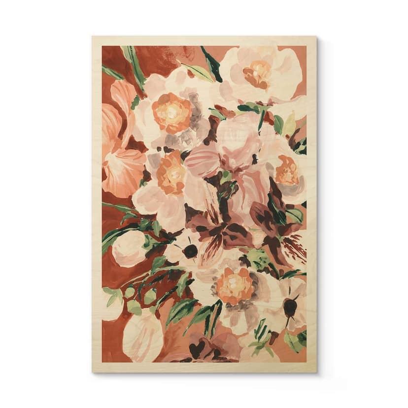Cuadro de madera de flores de orquídea - Zwara